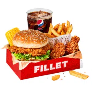Fillet Tower Box Meal with 2 Hot Wings